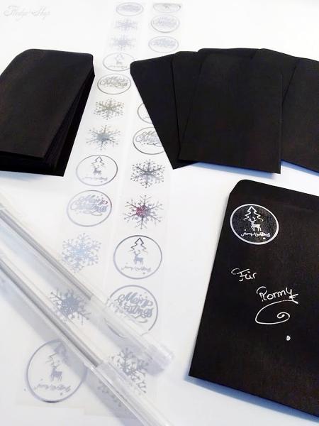 Weihnachtsset Briefumschläge mit Stift + Aufkleber